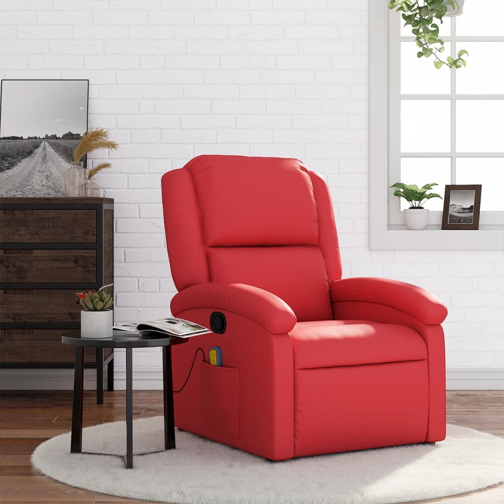 Fauteuil de massage inclinable rouge similicuir - XIOS