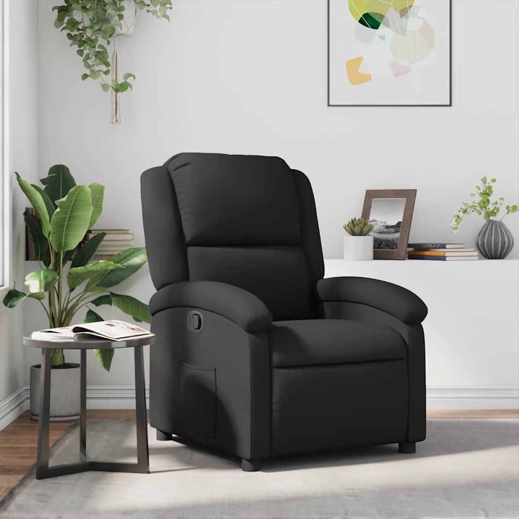 Fauteuil inclinable noir cuir véritable