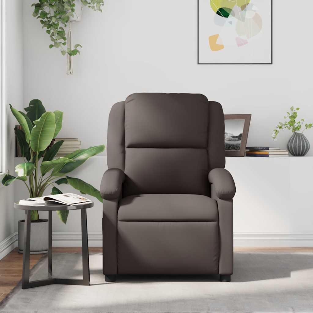 Fauteuil inclinable marron foncé cuir véritable
