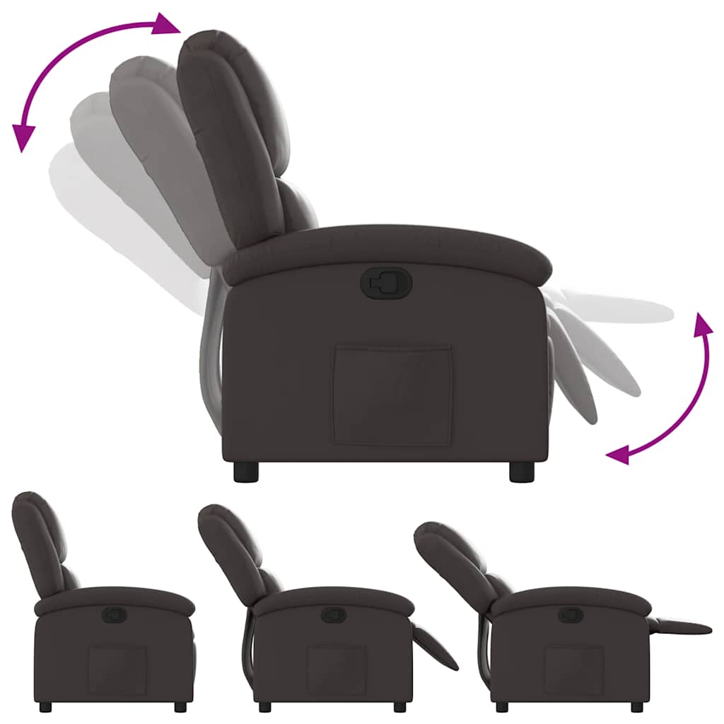 Fauteuil inclinable marron foncé cuir véritable