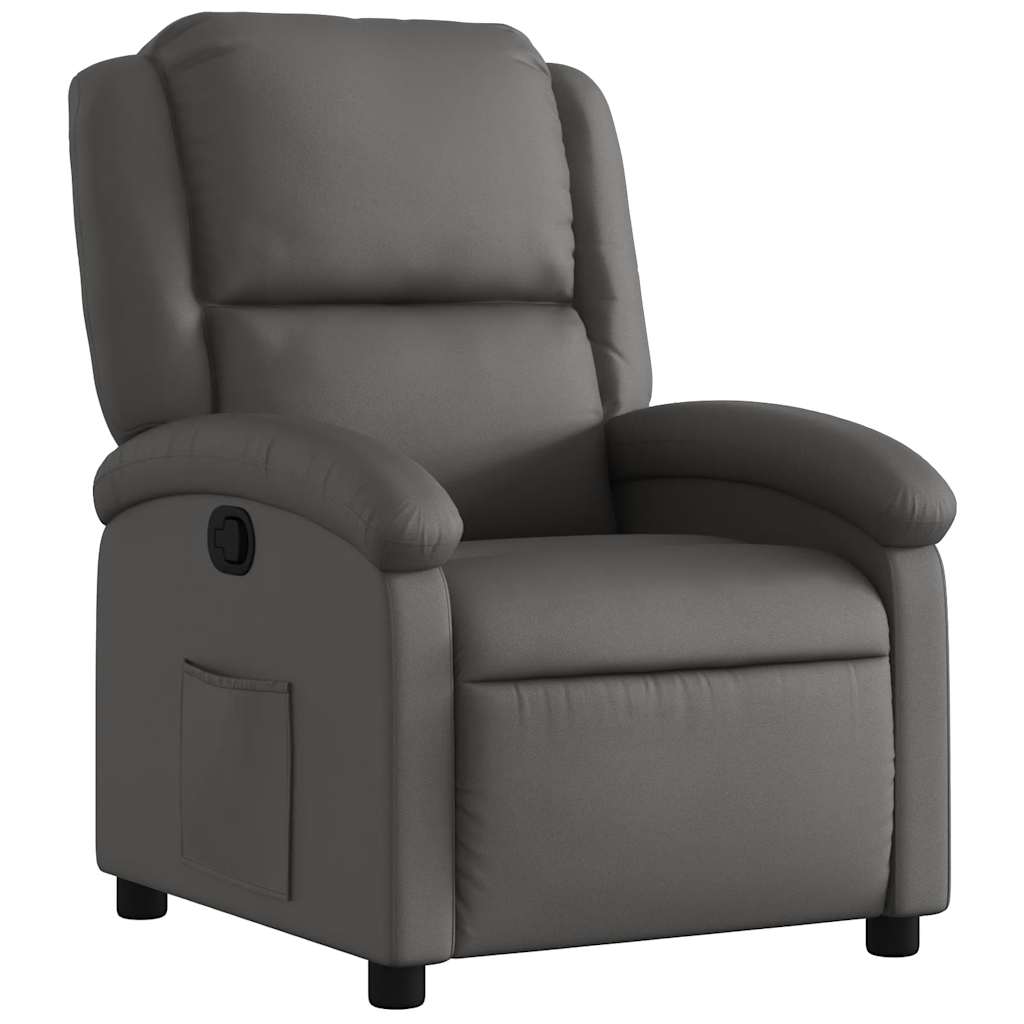 Fauteuil inclinable gris cuir véritable - XIOS