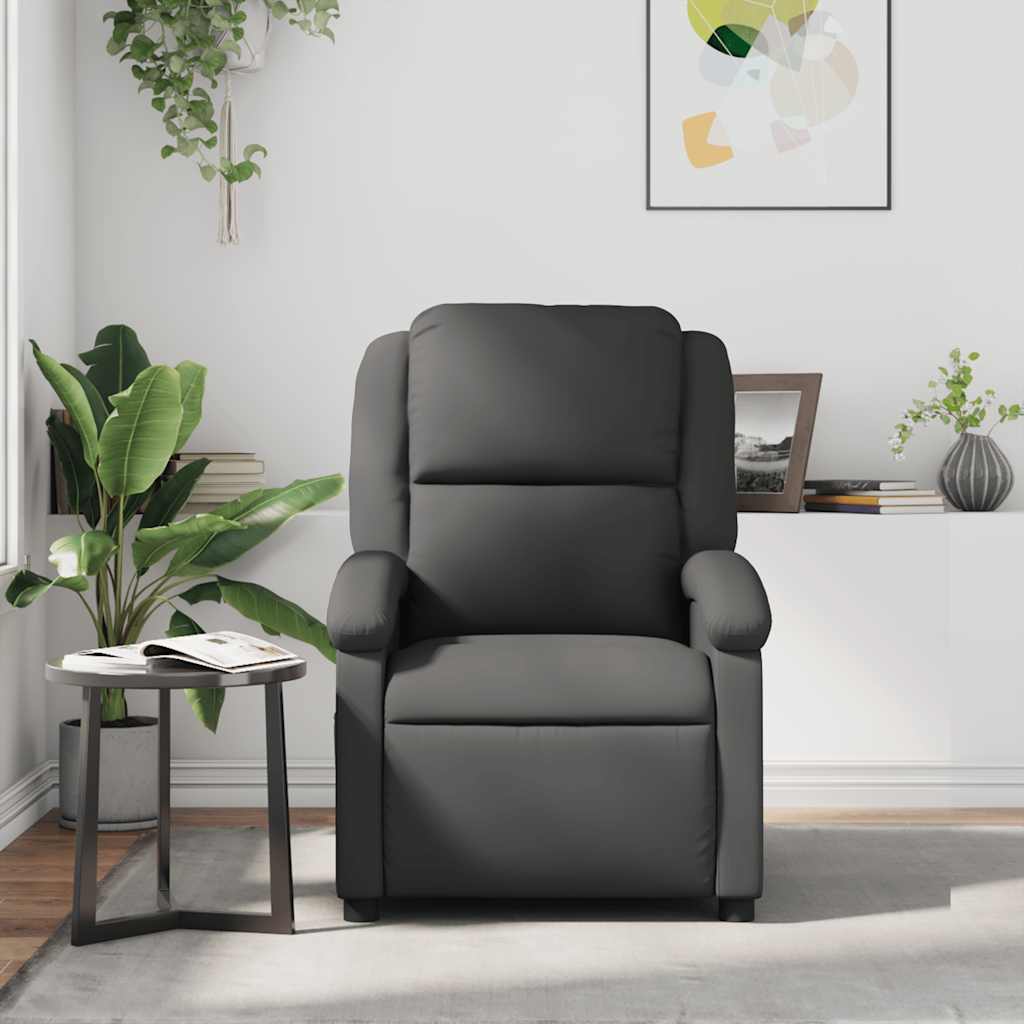 Fauteuil de massage inclinable gris cuir véritable - XIOS