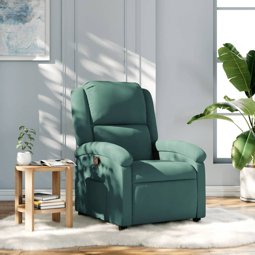 Fauteuil inclinable vert foncé velours - XIOS