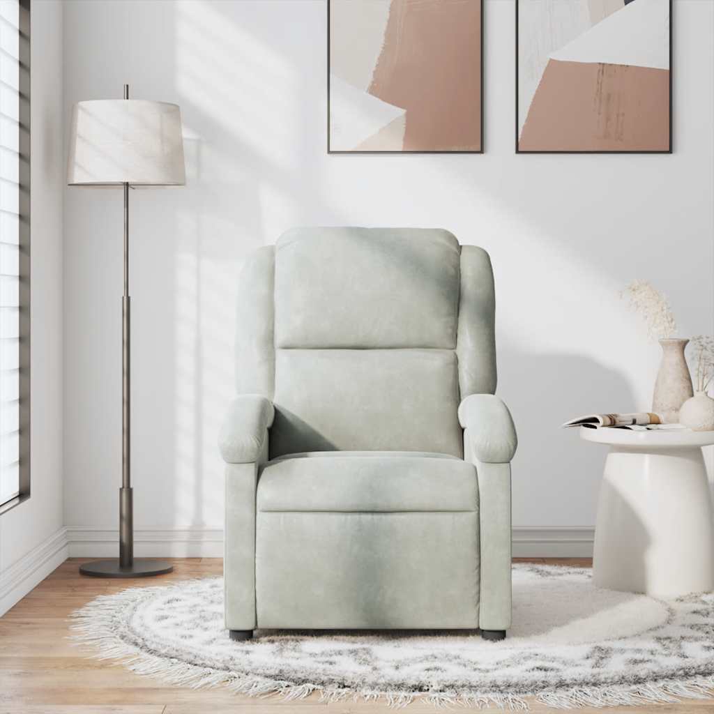 Fauteuil de massage inclinable gris clair velours - XIOS
