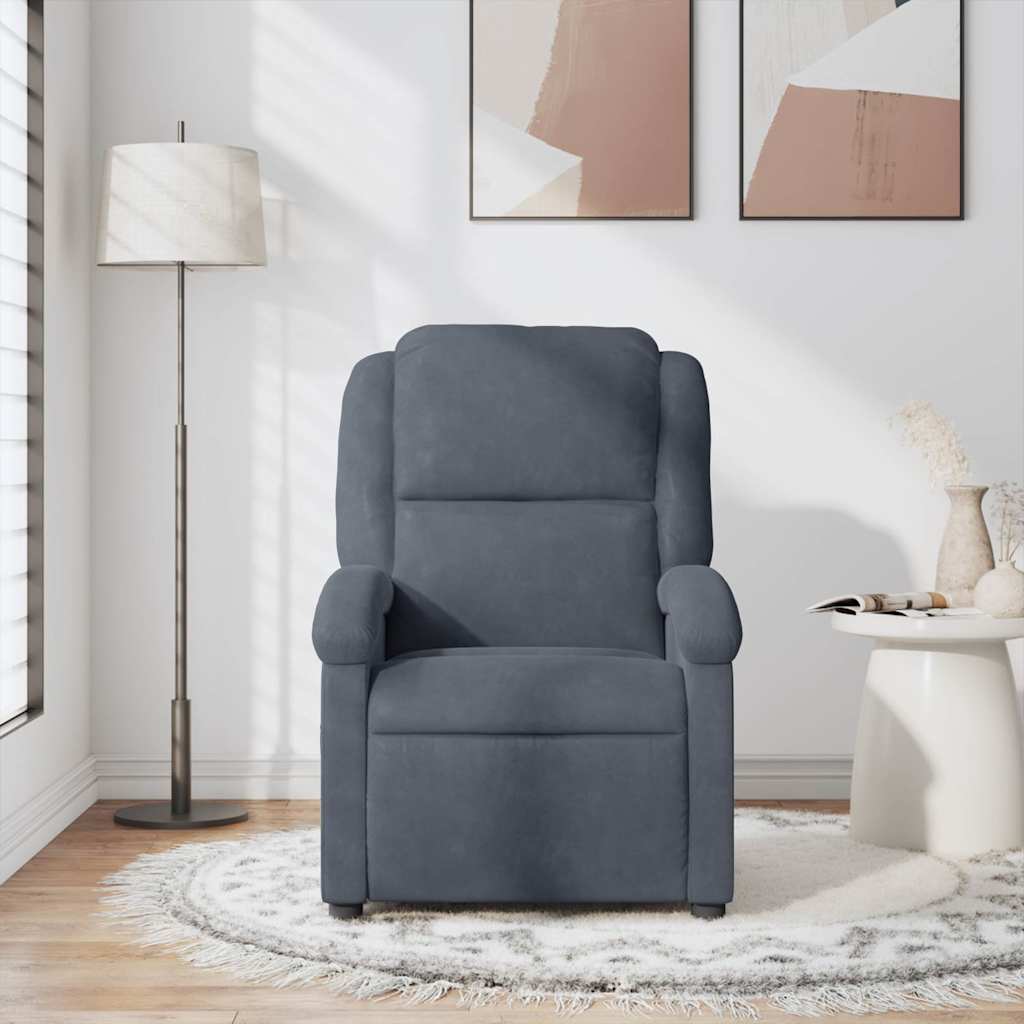Fauteuil de massage inclinable gris foncé velours - XIOS