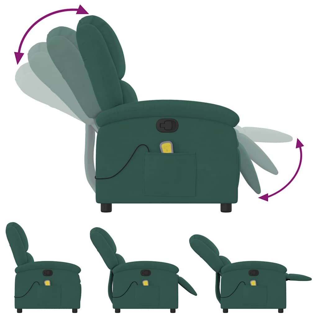 Fauteuil de massage inclinable vert foncé velours - XIOS