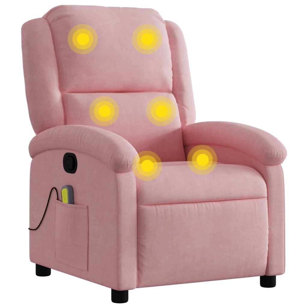 Fauteuil de massage inclinable rose velours - XIOS