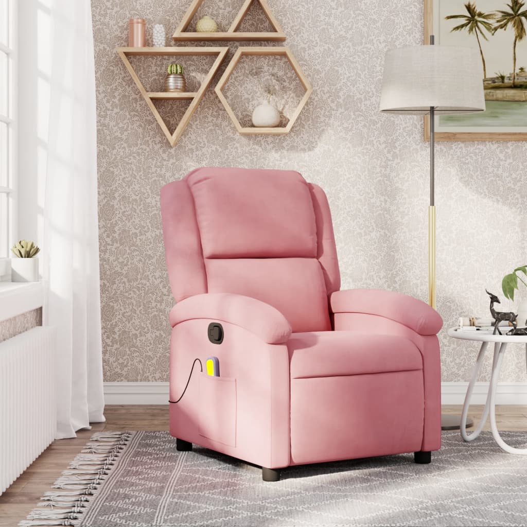 Fauteuil de massage inclinable rose velours - XIOS