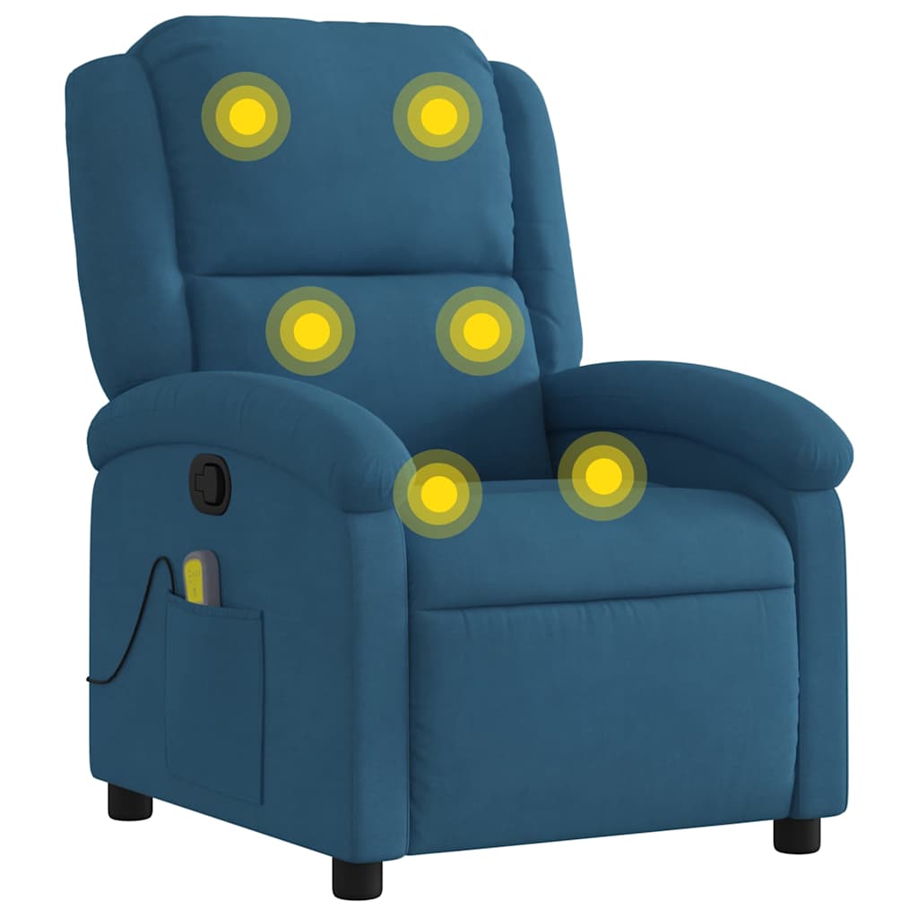 Fauteuil inclinable de massage bleu velours - XIOS