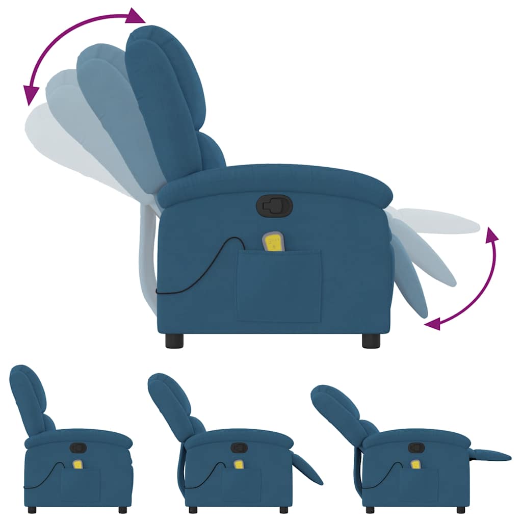 Fauteuil inclinable de massage bleu velours - XIOS