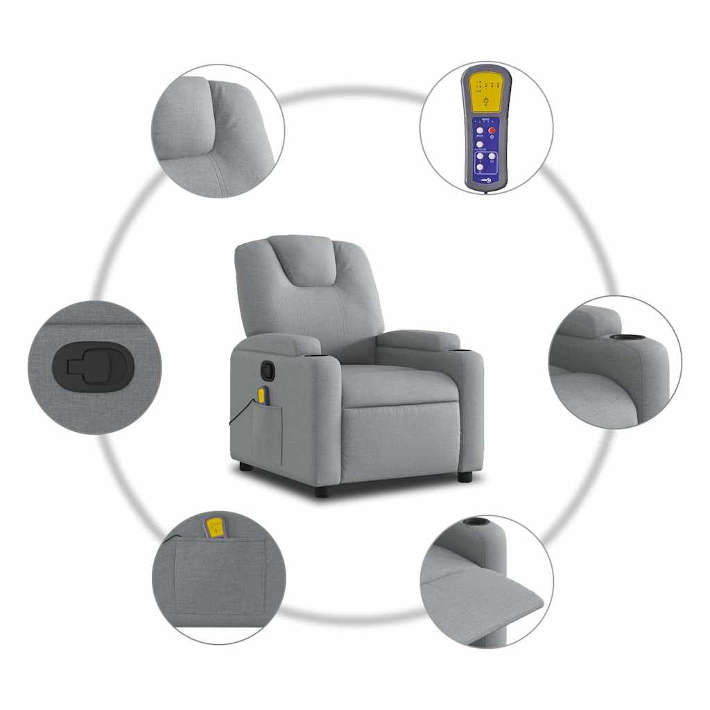 Fauteuil de massage inclinable Gris clair Tissu - XIOS
