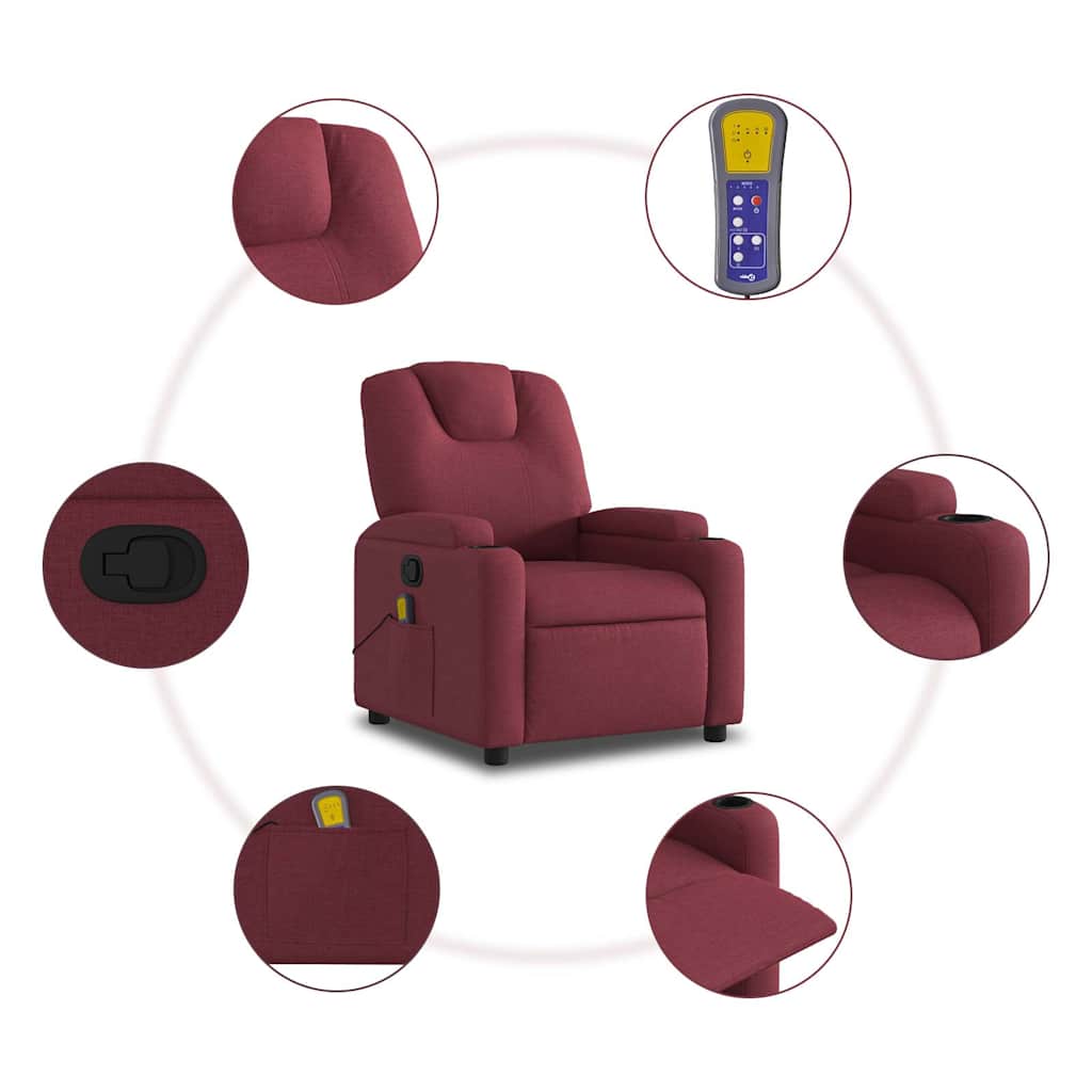 Fauteuil de massage inclinable Rouge bordeaux Tissu - XIOS