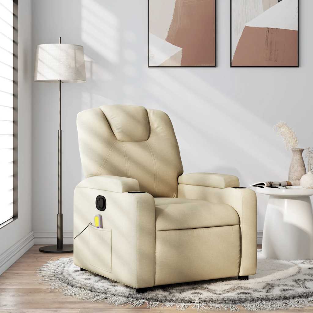 Fauteuil de massage inclinable Crème Tissu - XIOS