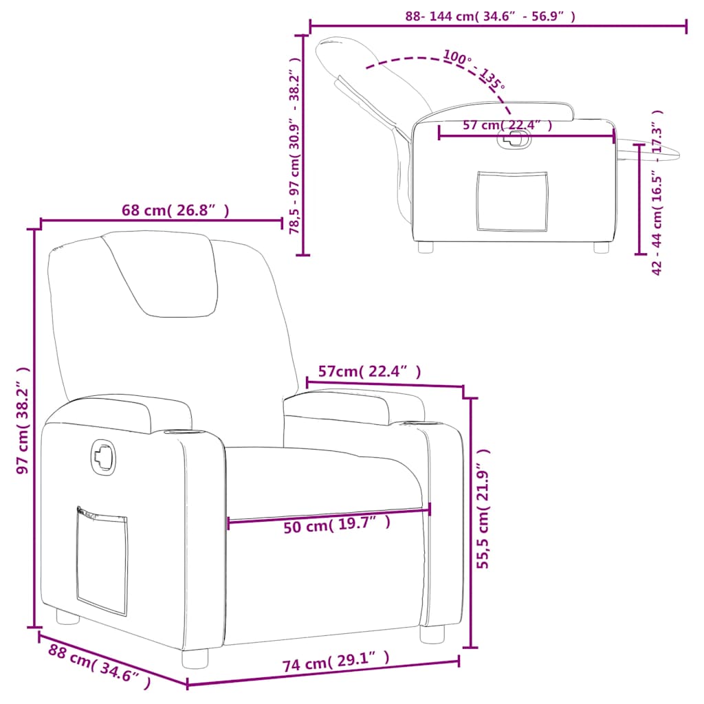 Fauteuil inclinable Cappuccino Similicuir - XIOS