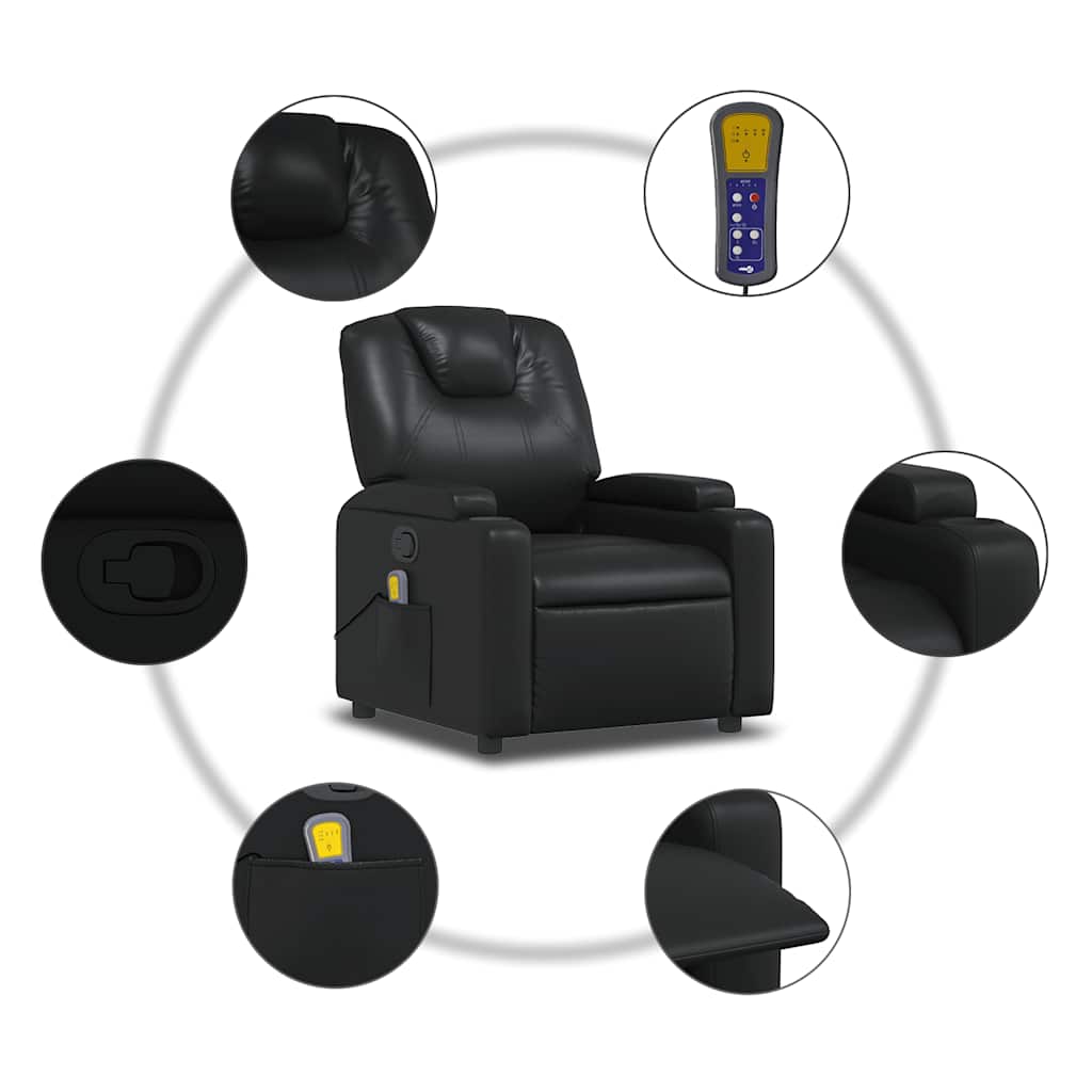 Fauteuil de massage inclinable Noir Similicuir