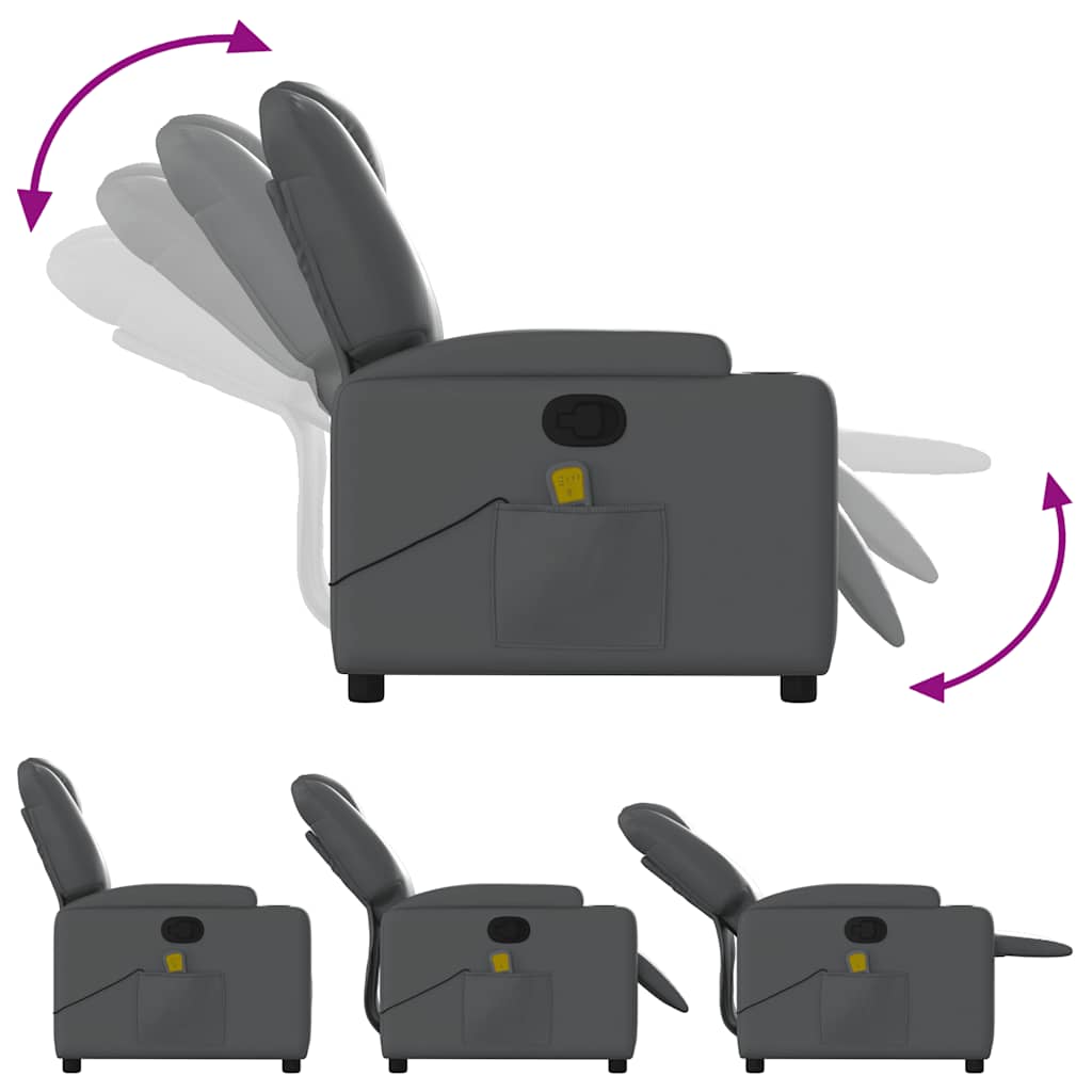Fauteuil de massage inclinable Gris Similicuir - XIOS