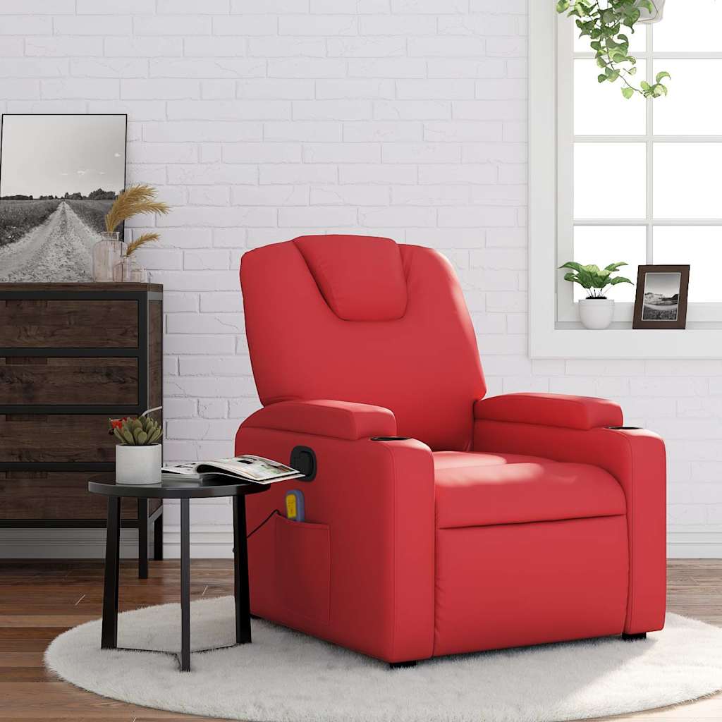 Fauteuil de massage inclinable rouge similicuir - XIOS