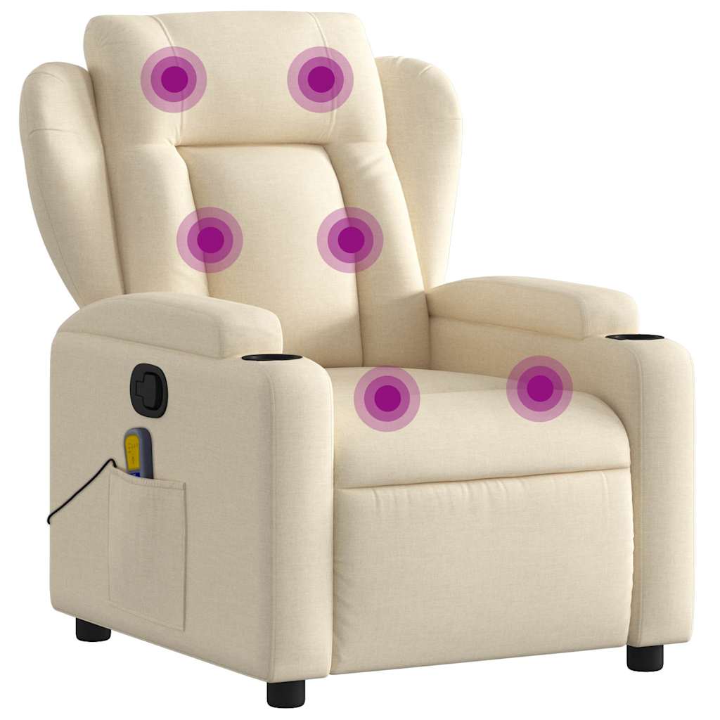 Fauteuil de massage inclinable Crème Tissu Fauteuils vidaXL