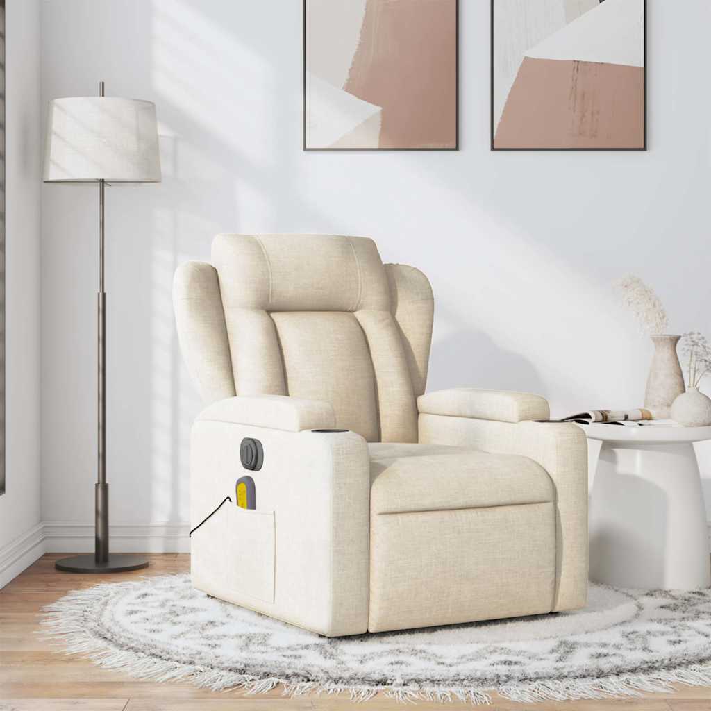 Fauteuil de massage inclinable Crème Tissu Fauteuils vidaXL