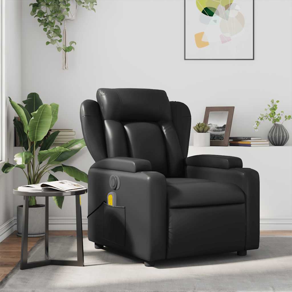 Fauteuil de massage inclinable Noir Similicuir