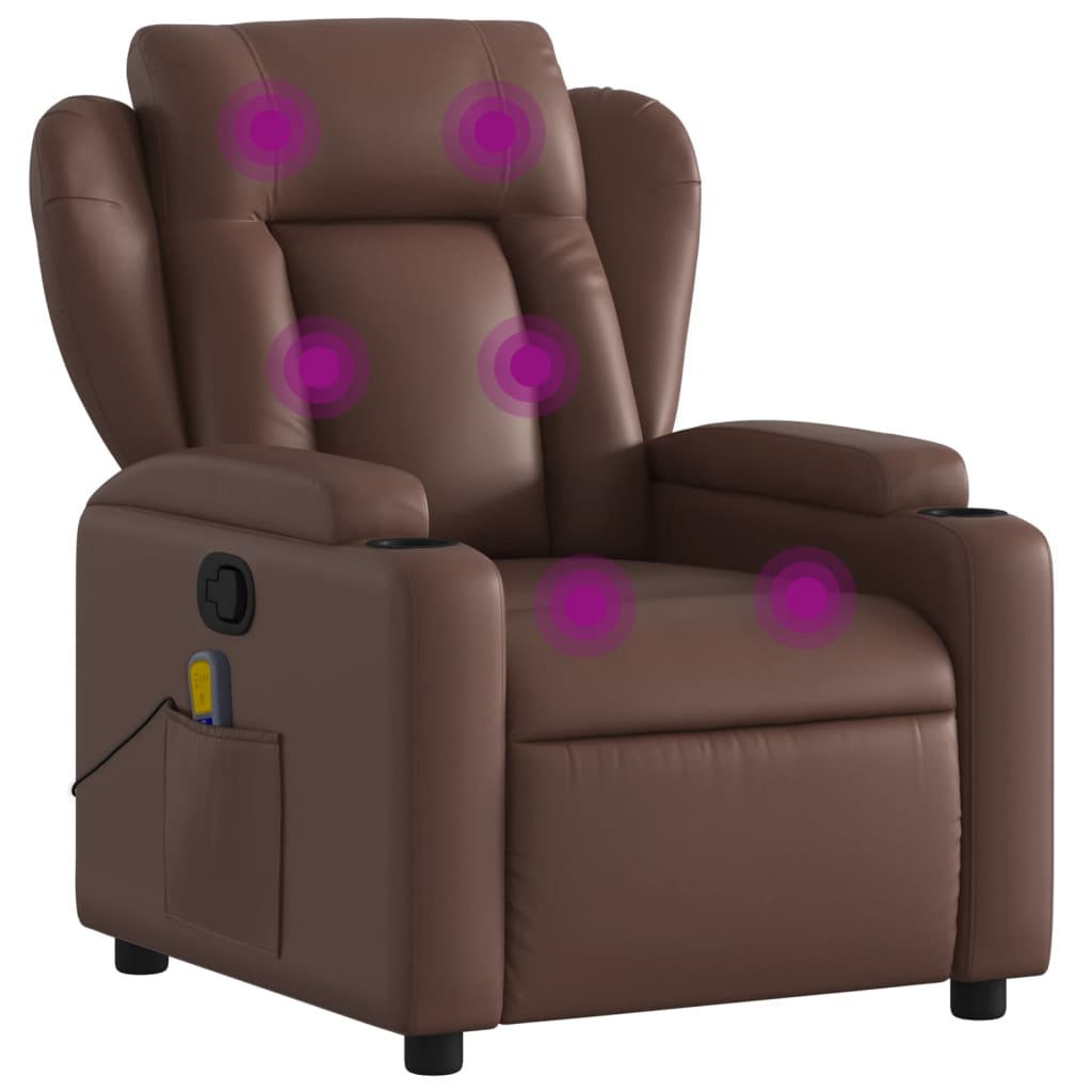Fauteuil de massage inclinable Marron Similicuir Fauteuils vidaXL   