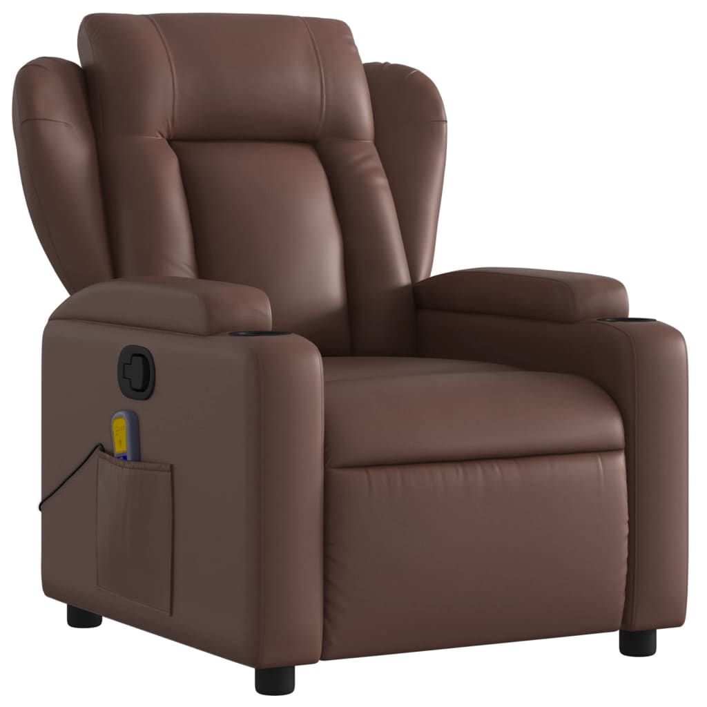 Fauteuil de massage inclinable Marron Similicuir Fauteuils vidaXL   