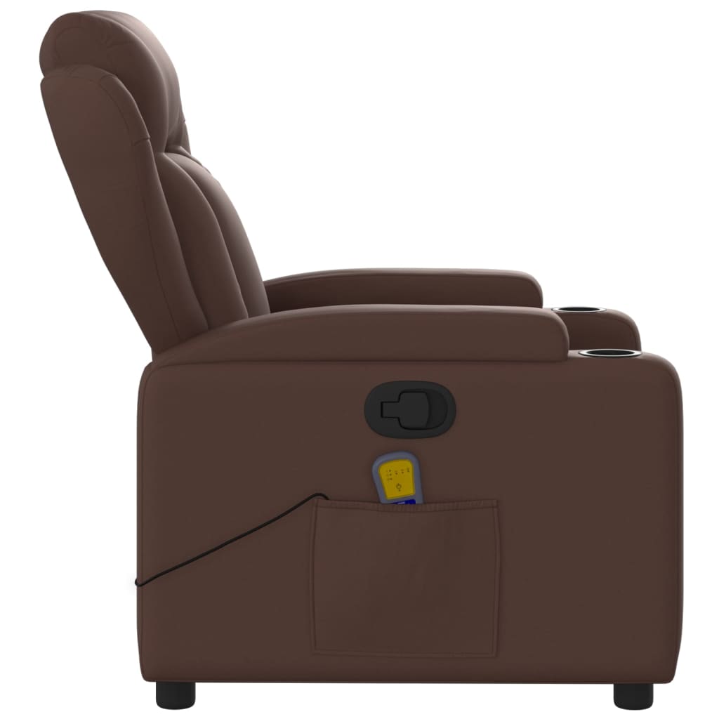 Fauteuil de massage inclinable Marron Similicuir Fauteuils vidaXL   
