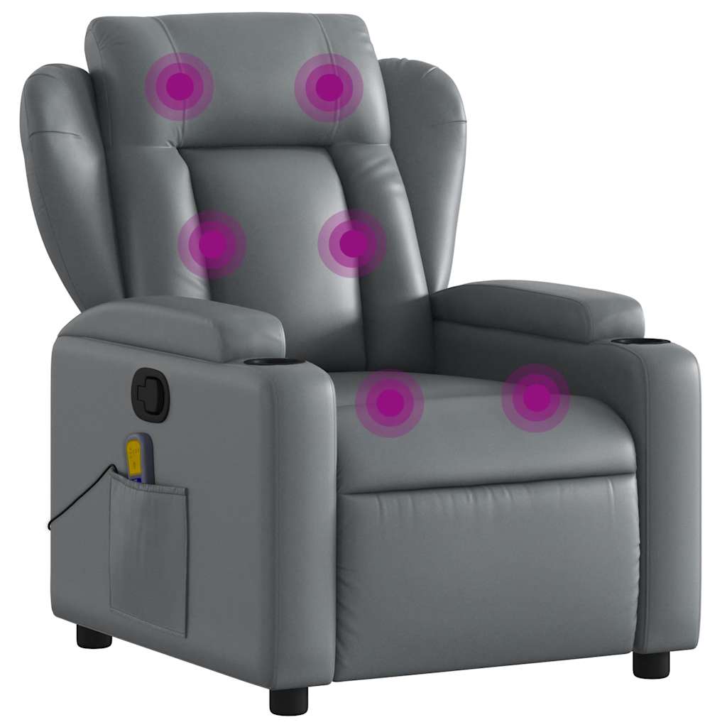 Fauteuil de massage inclinable Gris Similicuir - XIOS
