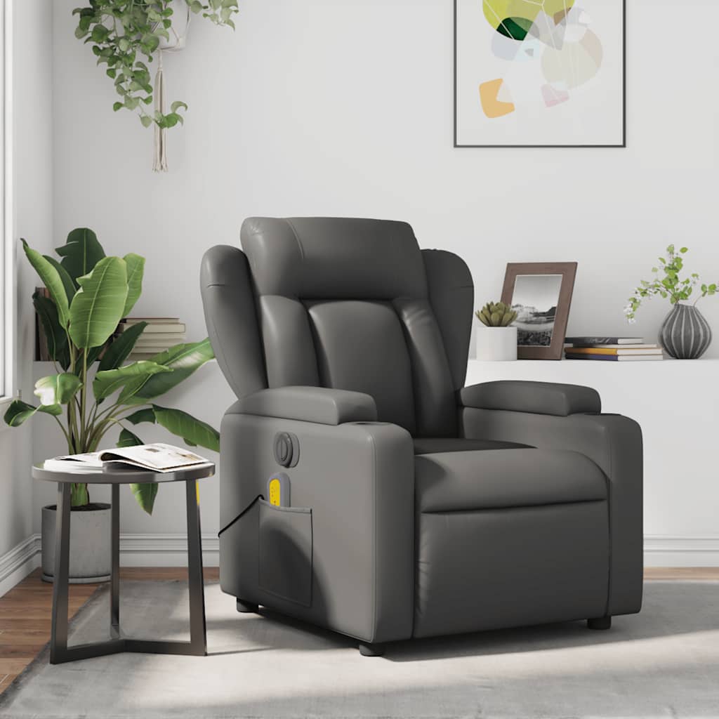 Fauteuil de massage inclinable Gris Similicuir - XIOS