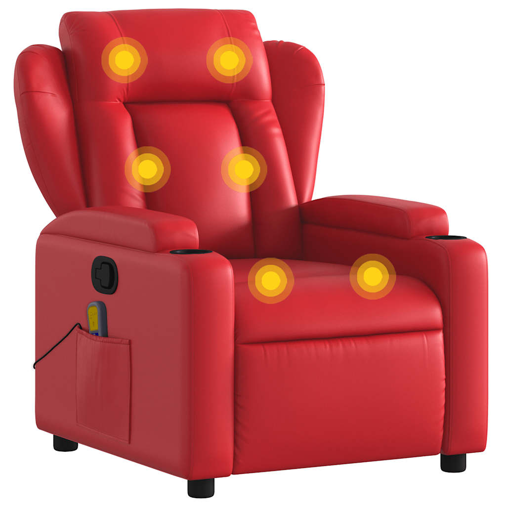 Fauteuil de massage inclinable rouge similicuir - XIOS