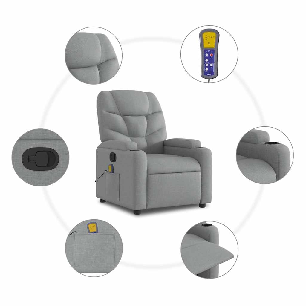 Fauteuil de massage inclinable Gris clair Tissu - XIOS