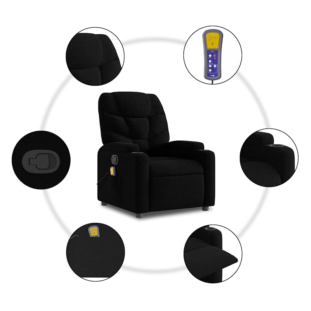 Fauteuil de massage inclinable Noir Tissu - XIOS