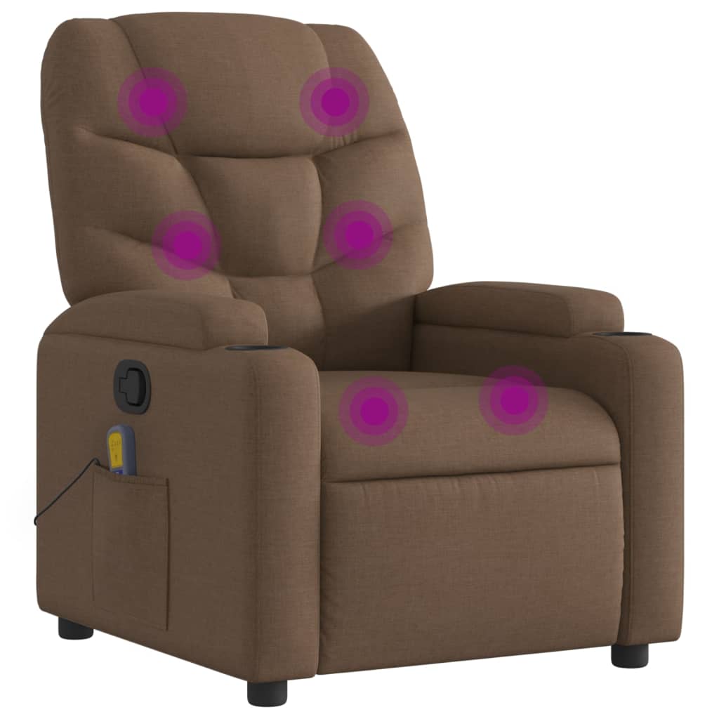 Fauteuil de massage inclinable Marron Tissu Fauteuils vidaXL