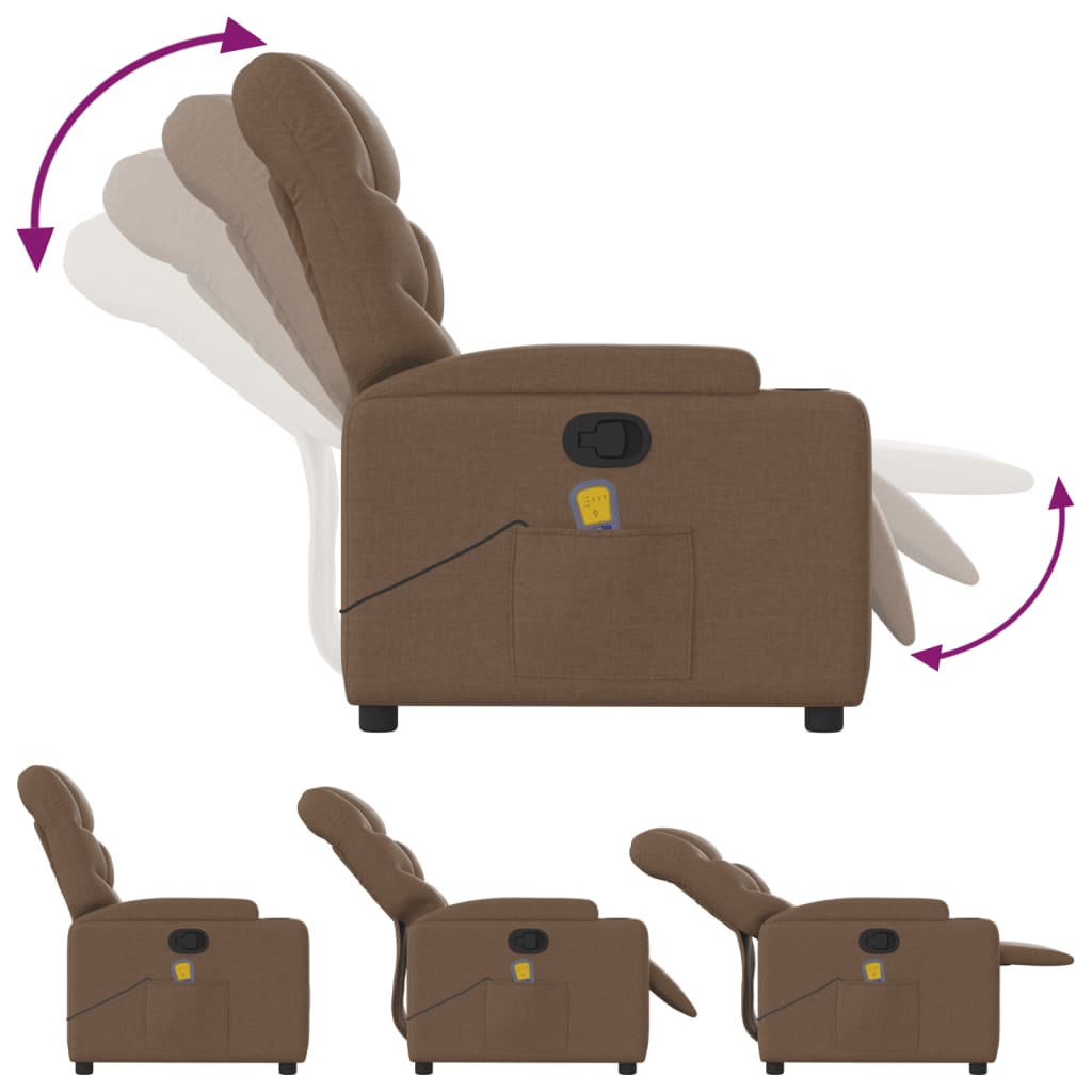 Fauteuil de massage inclinable Marron Tissu Fauteuils vidaXL