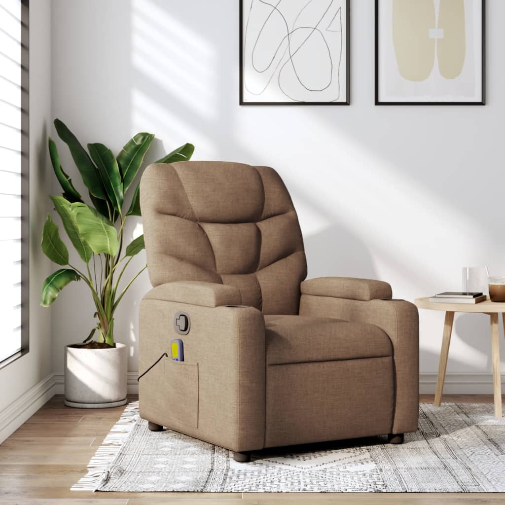 Fauteuil de massage inclinable Marron Tissu Fauteuils vidaXL
