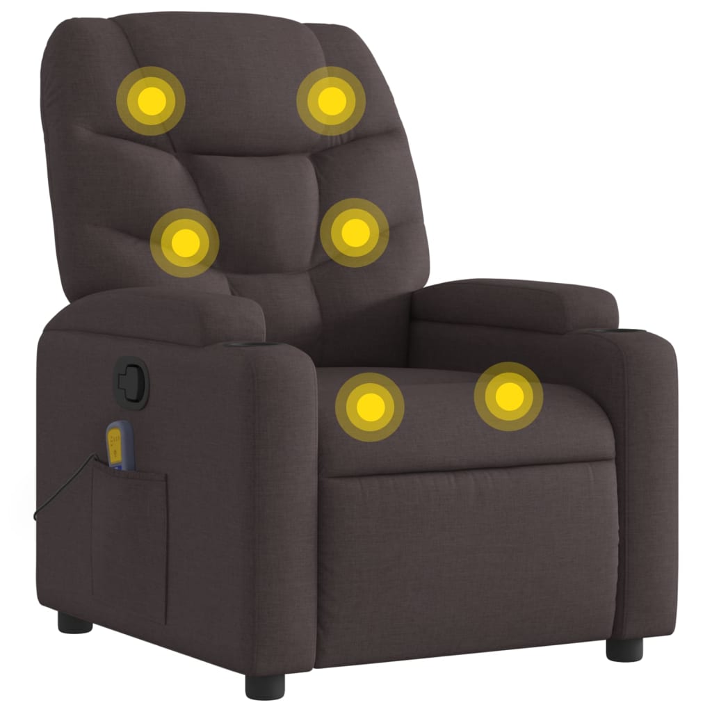 Fauteuil de massage inclinable Marron foncé Tissu - XIOS