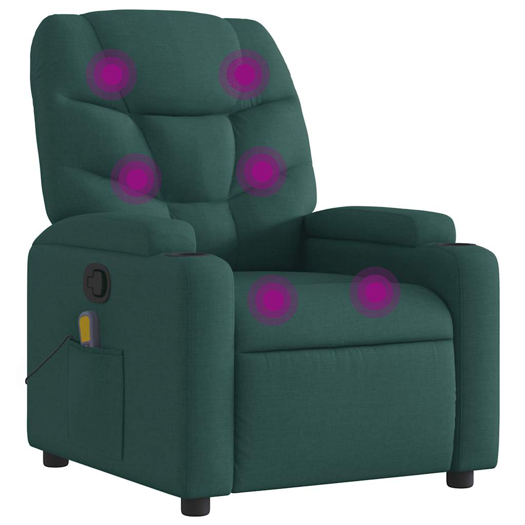 Fauteuil de massage inclinable Vert foncé Tissu Fauteuils vidaXL