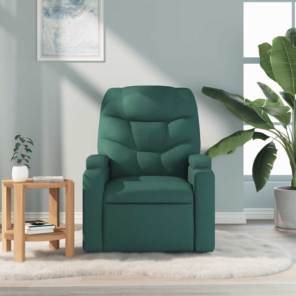 Fauteuil de massage inclinable Vert foncé Tissu Fauteuils vidaXL