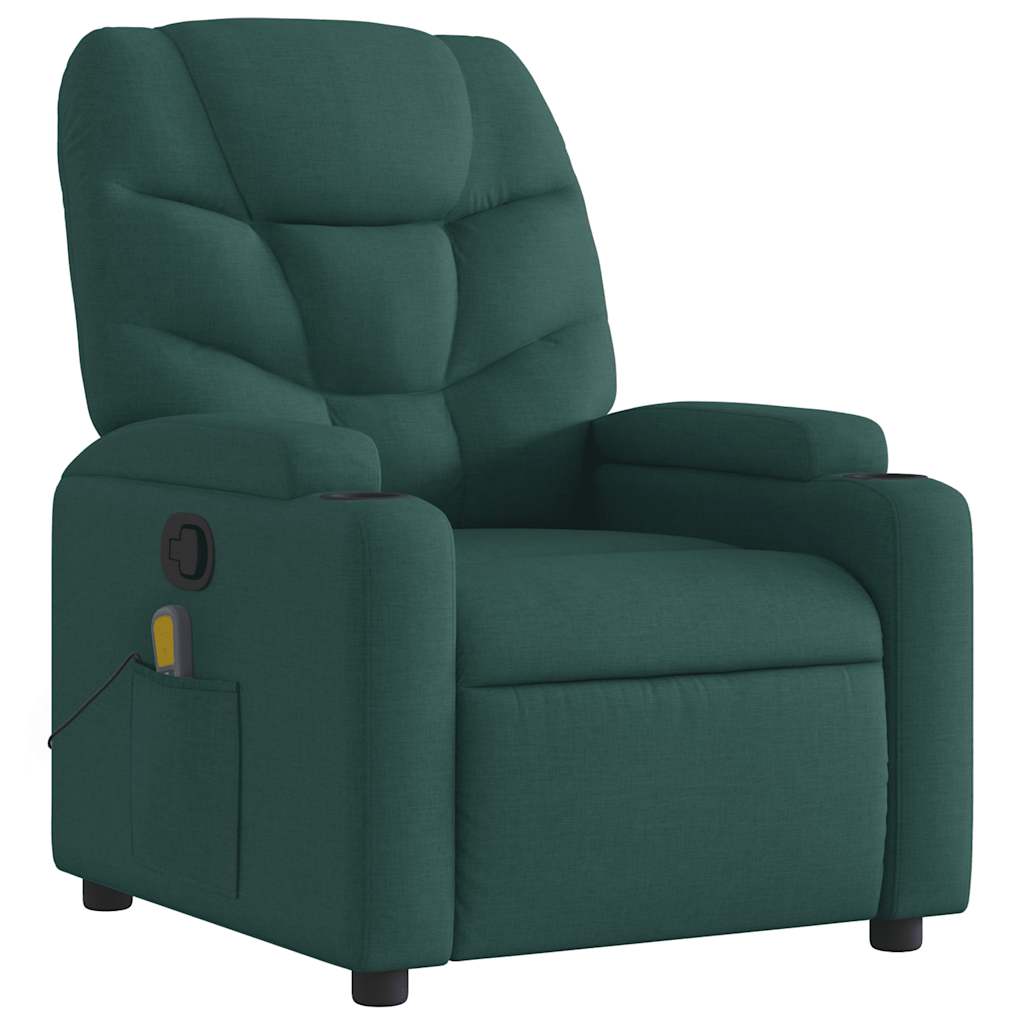 Fauteuil de massage inclinable Vert foncé Tissu Fauteuils vidaXL