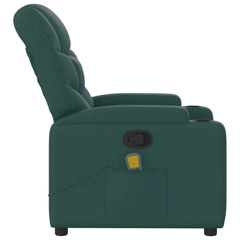 Fauteuil de massage inclinable Vert foncé Tissu Fauteuils vidaXL