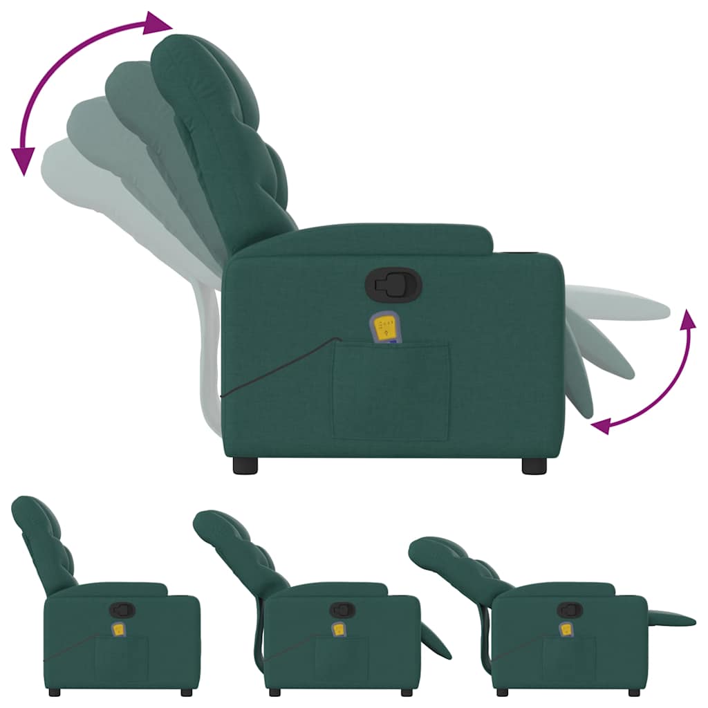 Fauteuil de massage inclinable Vert foncé Tissu Fauteuils vidaXL