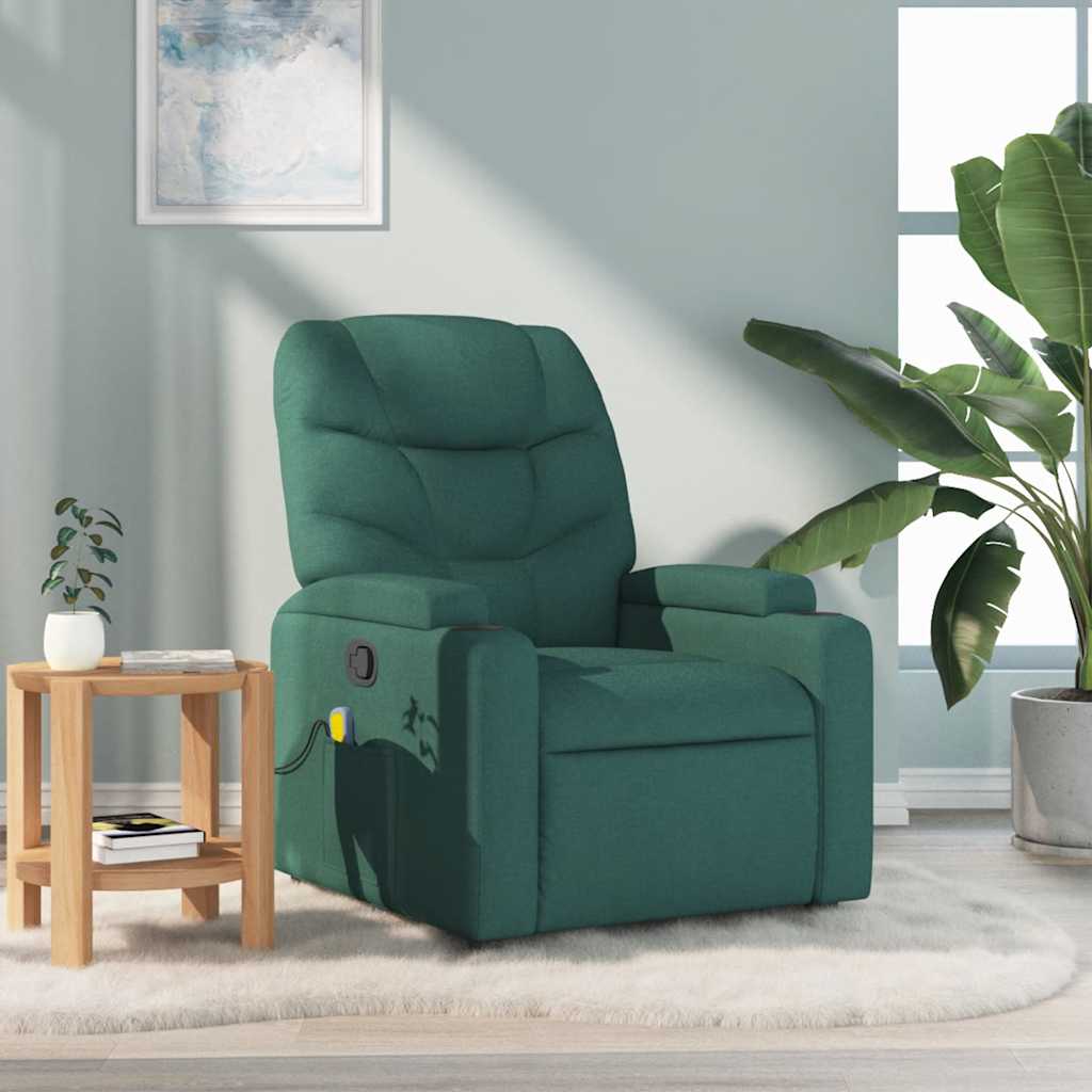 Fauteuil de massage inclinable Vert foncé Tissu Fauteuils vidaXL