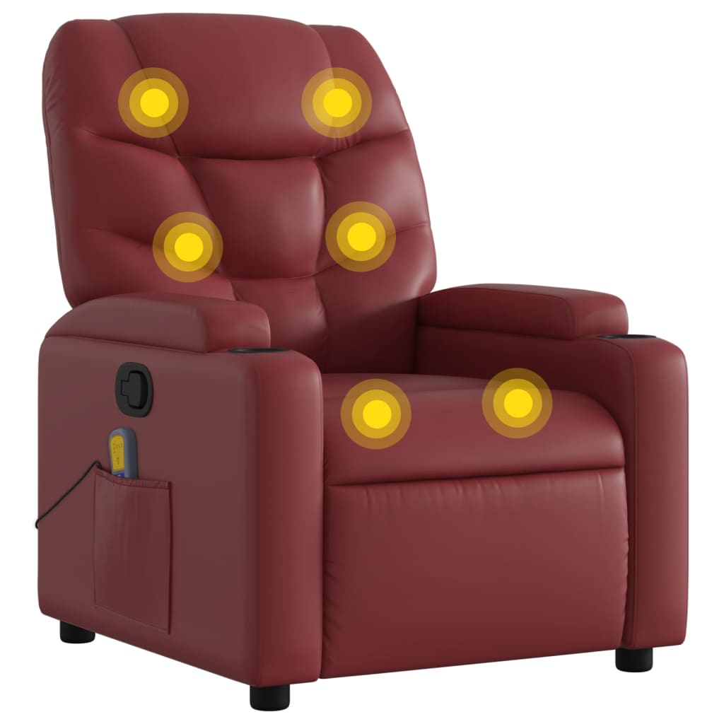 Fauteuil de massage inclinable Rouge bordeaux Similicuir Fauteuils vidaXL