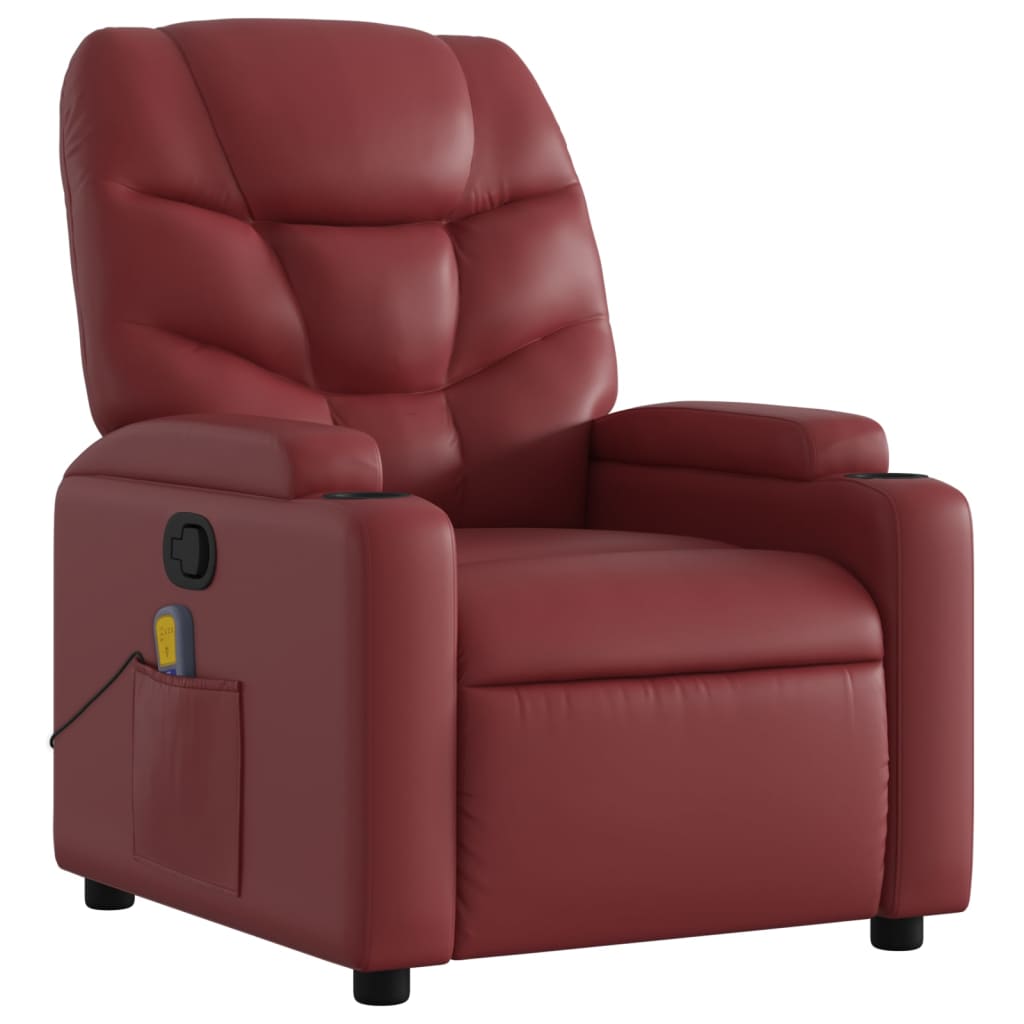 Fauteuil de massage inclinable Rouge bordeaux Similicuir Fauteuils vidaXL