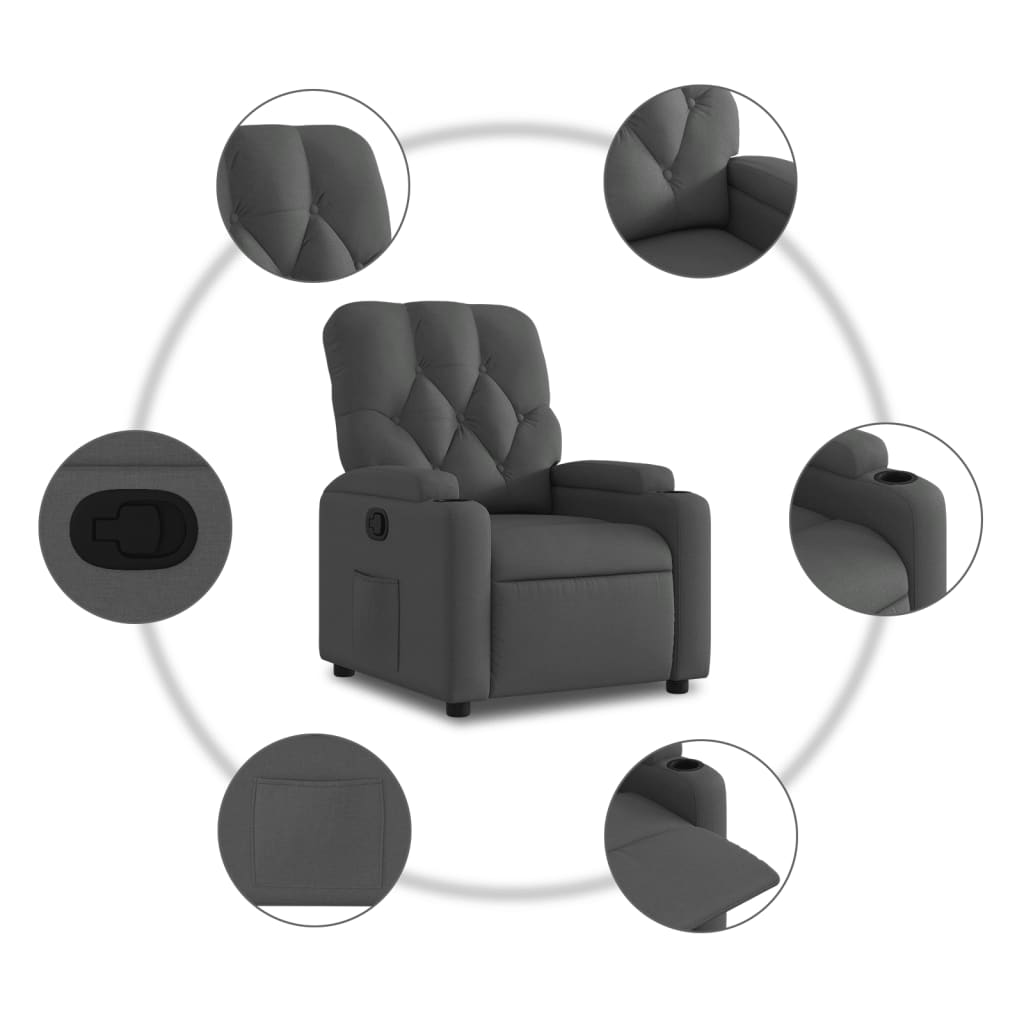 Fauteuil inclinable Gris foncé Tissu - XIOS