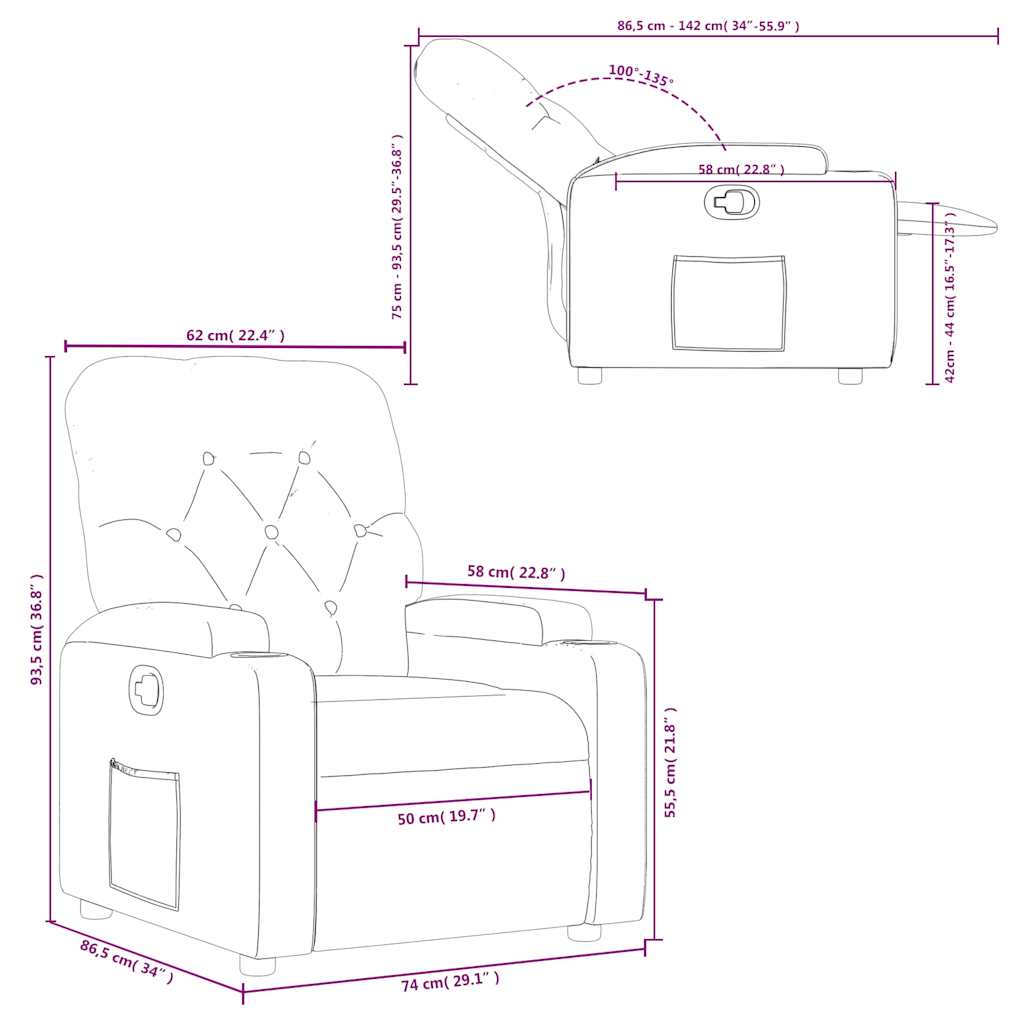 Fauteuil inclinable Gris foncé Tissu - XIOS
