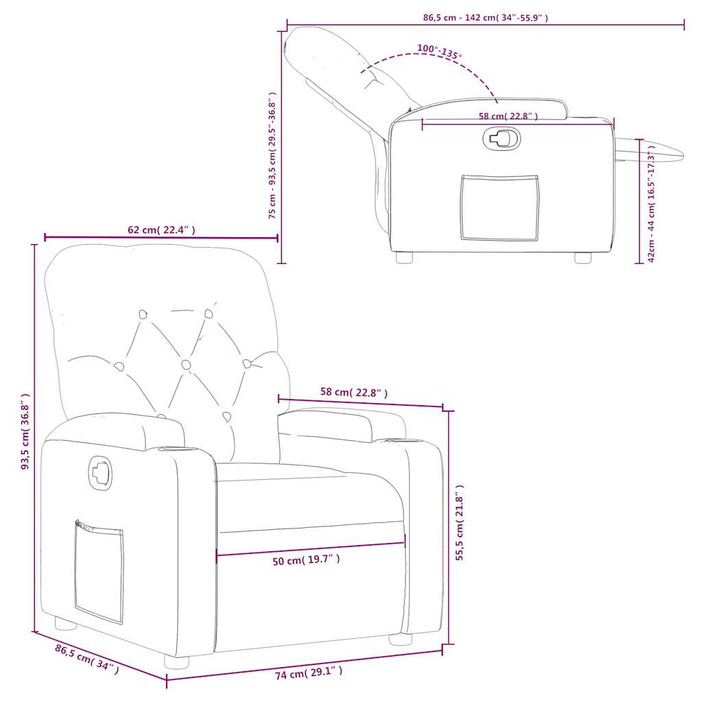 Fauteuil inclinable Crème Tissu - XIOS