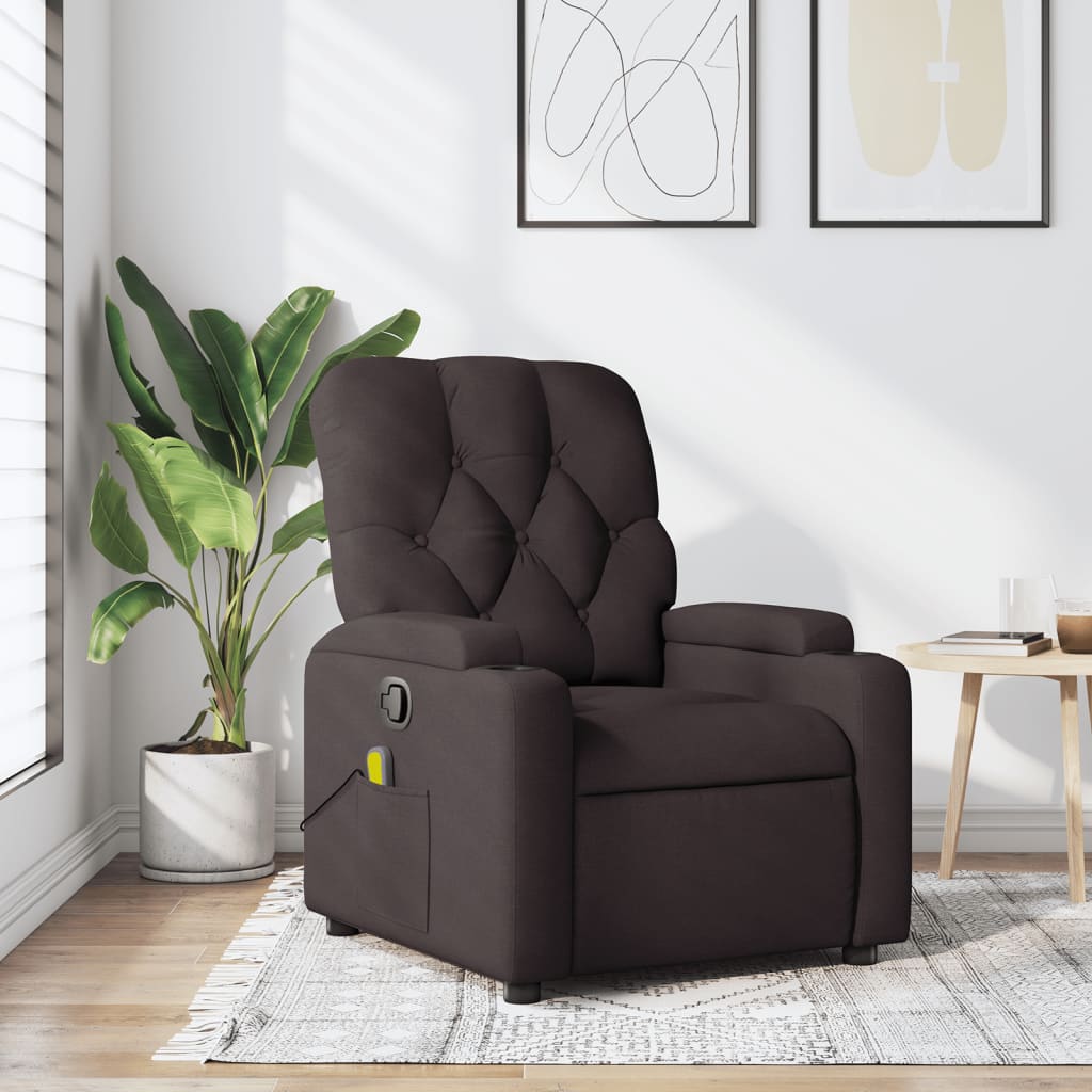 Fauteuil de massage inclinable Marron foncé Tissu - XIOS