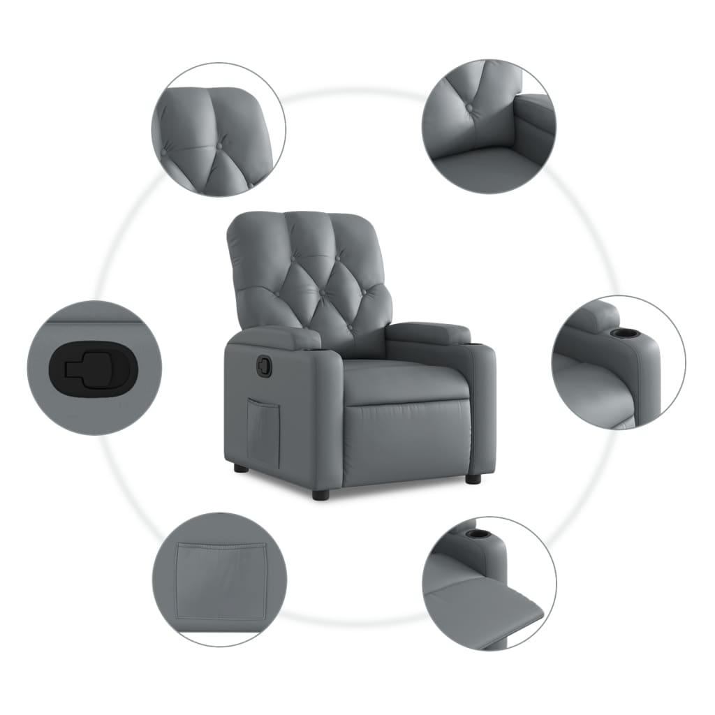 Fauteuil inclinable Gris Similicuir Fauteuils vidaXL