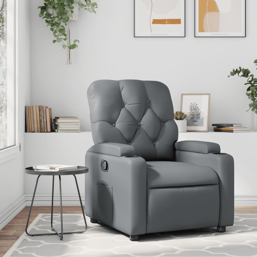 Fauteuil inclinable Gris Similicuir Fauteuils vidaXL